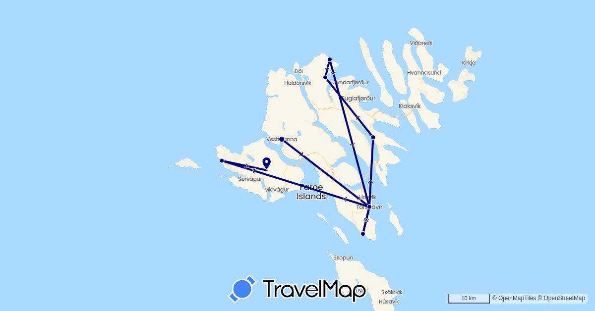 TravelMap itinerary: driving in Faroe Islands (Europe)